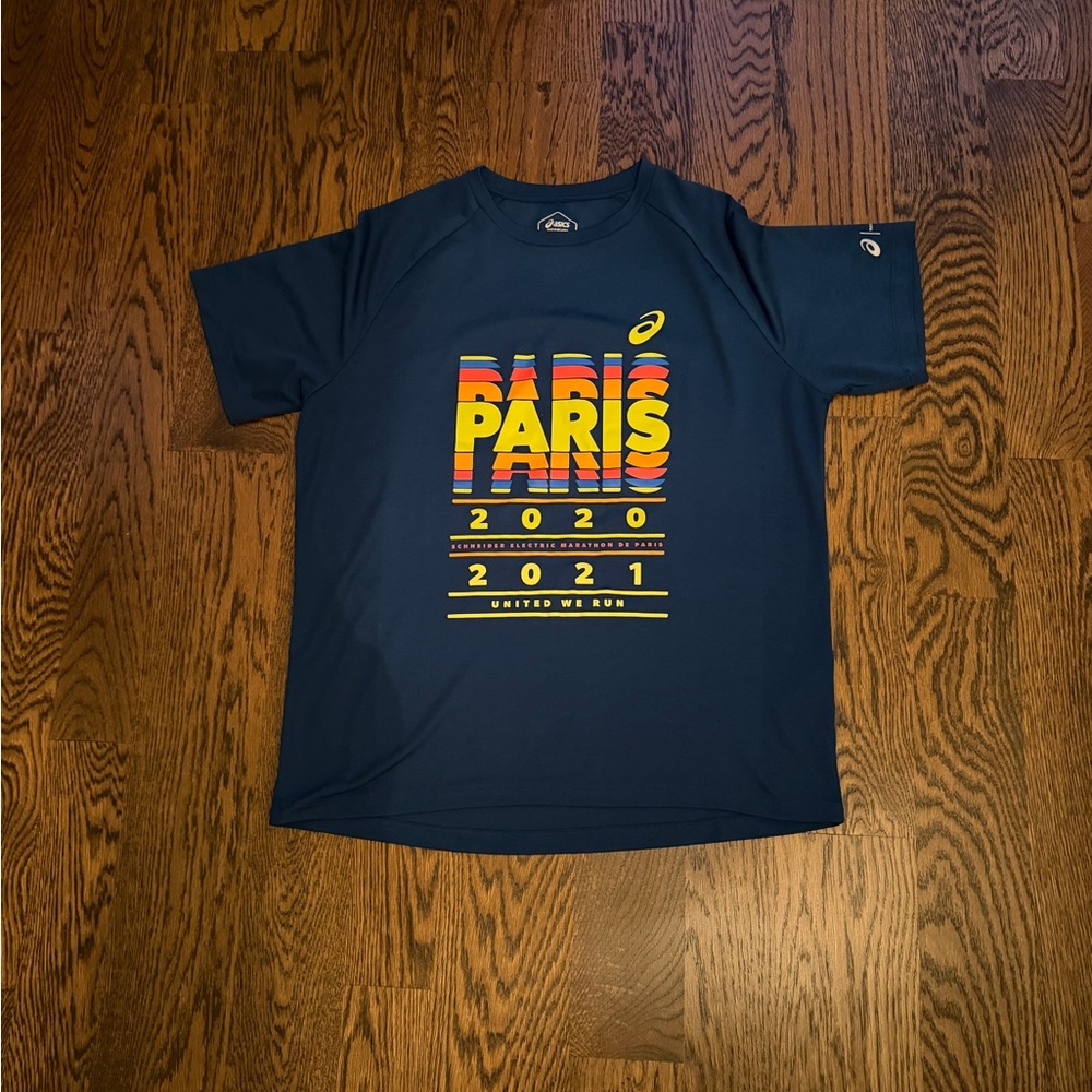 Men’s Paris Marathon asics shirt -  navy - size M